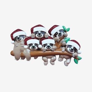 Holiday Sloth Ornament with Santa Hats